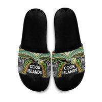 Cook Islands Rugby League Slide Sandals Tatau Tribal Motifs-Black Color - Polynesian Pride