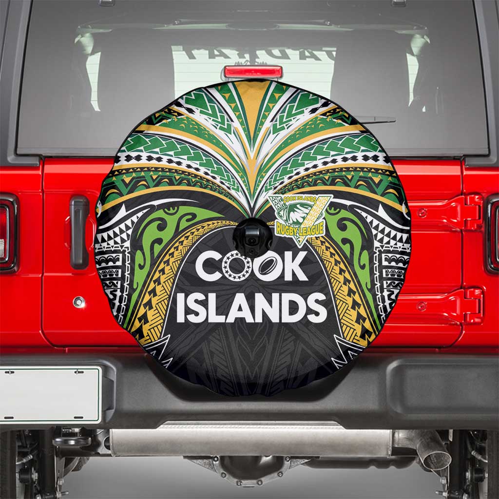 Cook Islands Rugby League Spare Tire Cover Tatau Tribal Motifs-Black Color - Polynesian Pride