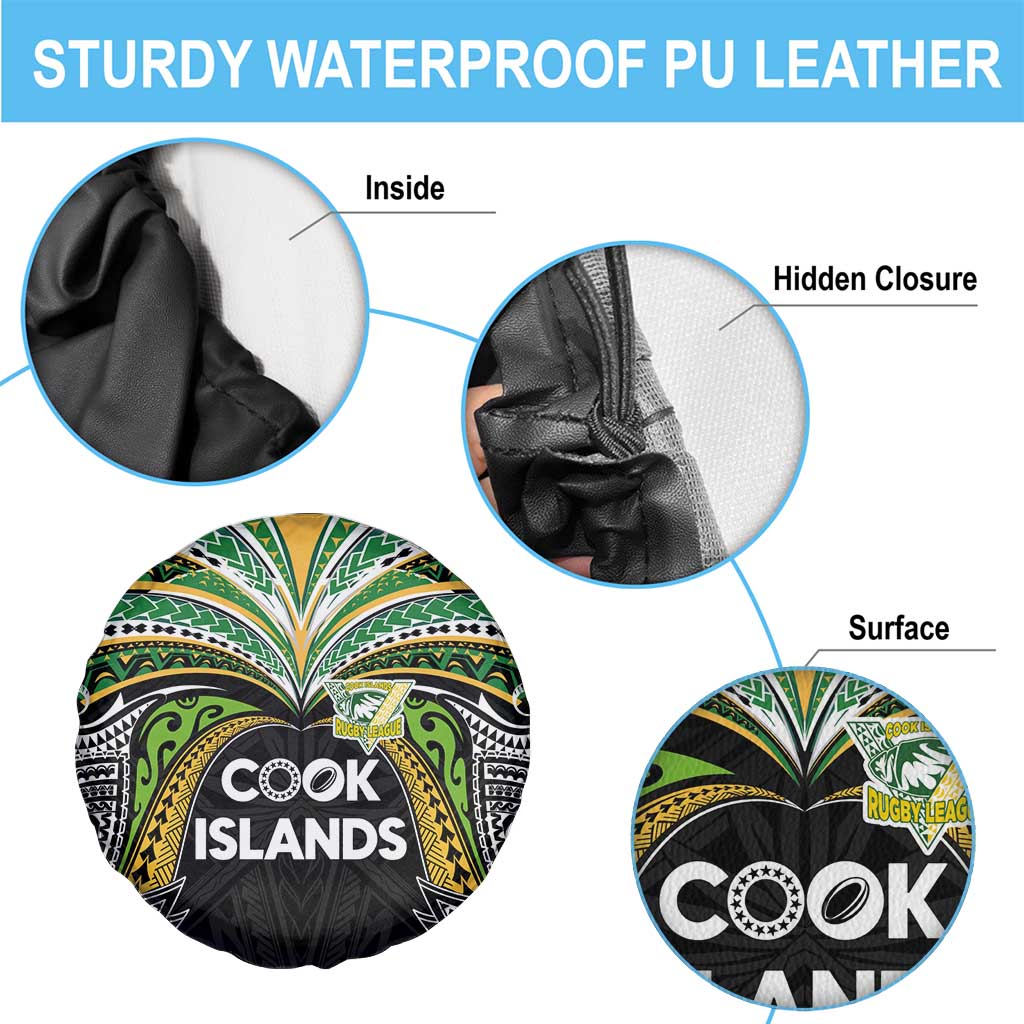 Cook Islands Rugby League Spare Tire Cover Tatau Tribal Motifs-Black Color - Polynesian Pride
