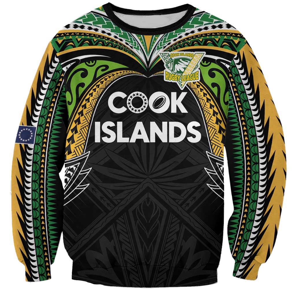 Custom Cook Islands Rugby League Sweatshirt Tatau Tribal Motifs-Black Color LT03 Unisex Black - Polynesian Pride
