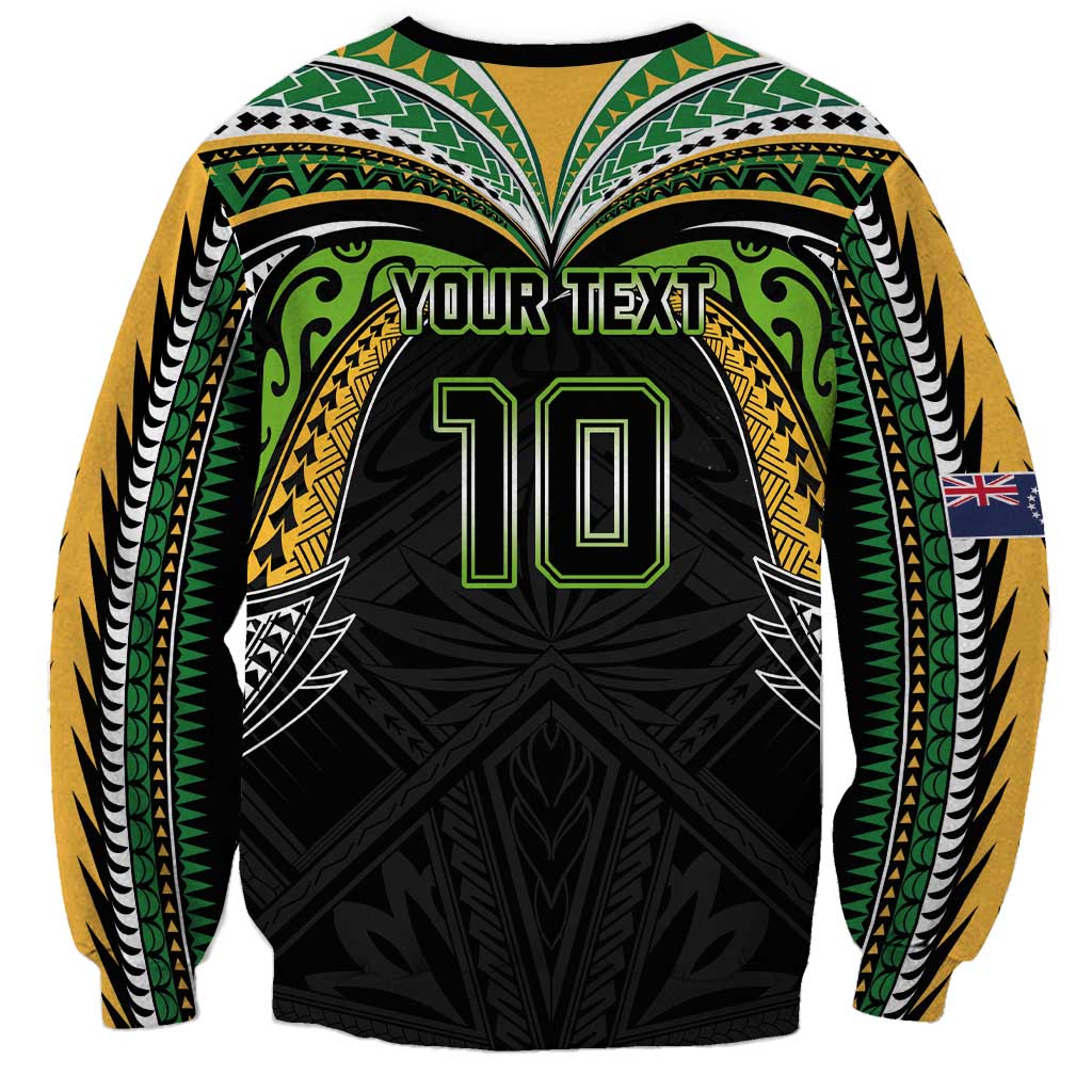 Custom Cook Islands Rugby League Sweatshirt Tatau Tribal Motifs-Black Color LT03 - Polynesian Pride