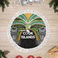 Cook Islands Rugby League Tree Skirt Tatau Tribal Motifs-Black Color LT03 Fringed Black - Polynesian Pride