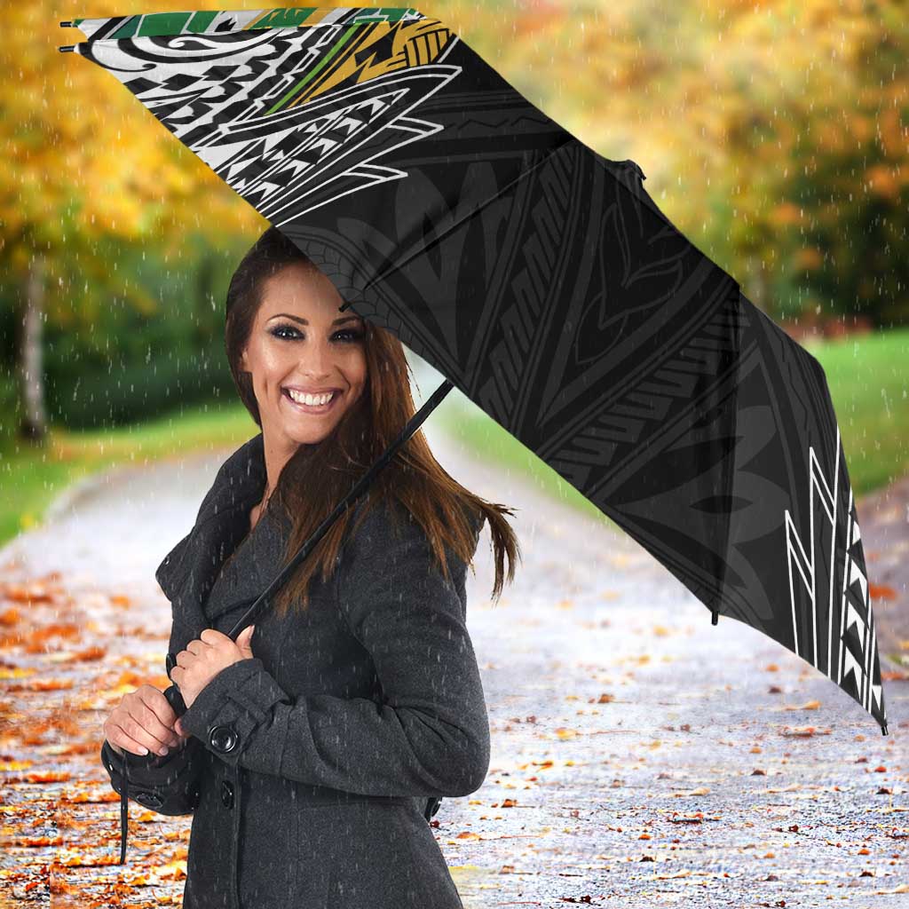 Cook Islands Rugby League Umbrella Tatau Tribal Motifs-Black Color LT03 - Polynesian Pride