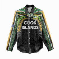 Custom Cook Islands Rugby League Women Casual Shirt Tatau Tribal Motifs-Black Color LT03 - Polynesian Pride