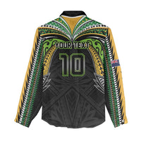 Custom Cook Islands Rugby League Women Casual Shirt Tatau Tribal Motifs-Black Color LT03 - Polynesian Pride