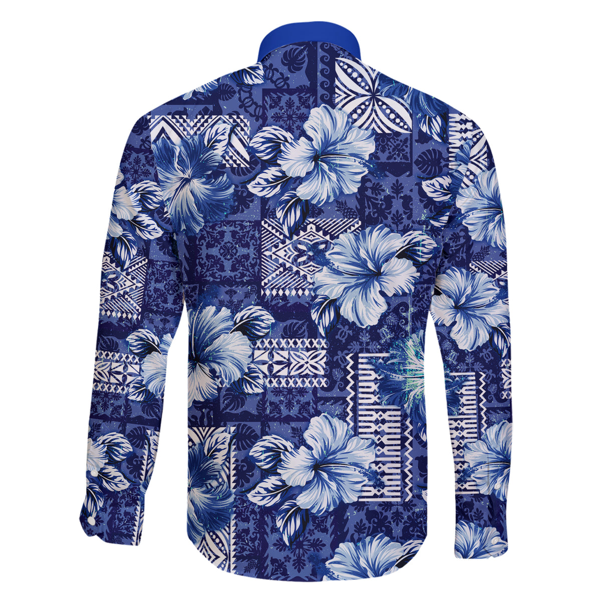 Hawaiian Quilt Pattern Family Matching Short Sleeve Bodycon Dress and Hawaiian Shirt Hibiscus and Tribal Element Vintage Blue Vibe LT03 - Polynesian Pride