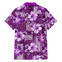 Hawaiian Quilt Pattern Family Matching Tank Maxi Dress and Hawaiian Shirt Hibiscus and Tribal Element Vintage Purple Vibe LT03 - Polynesian Pride
