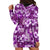 Hawaiian Quilt Pattern Hoodie Dress Hibiscus and Tribal Element Vintage Purple Vibe LT03 - Polynesian Pride