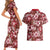 Hawaiian Quilt Pattern Couples Matching Short Sleeve Bodycon Dress and Hawaiian Shirt Hibiscus and Tribal Element Vintage Red Vibe LT03 - Polynesian Pride