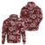 Hawaiian Quilt Pattern Zip Hoodie Hibiscus and Tribal Element Vintage Red Vibe LT03 - Polynesian Pride