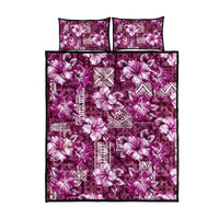 Hawaiian Quilt Pattern Quilt Bed Set Hibiscus and Tribal Element Vintage Pink Vibe LT03 - Polynesian Pride