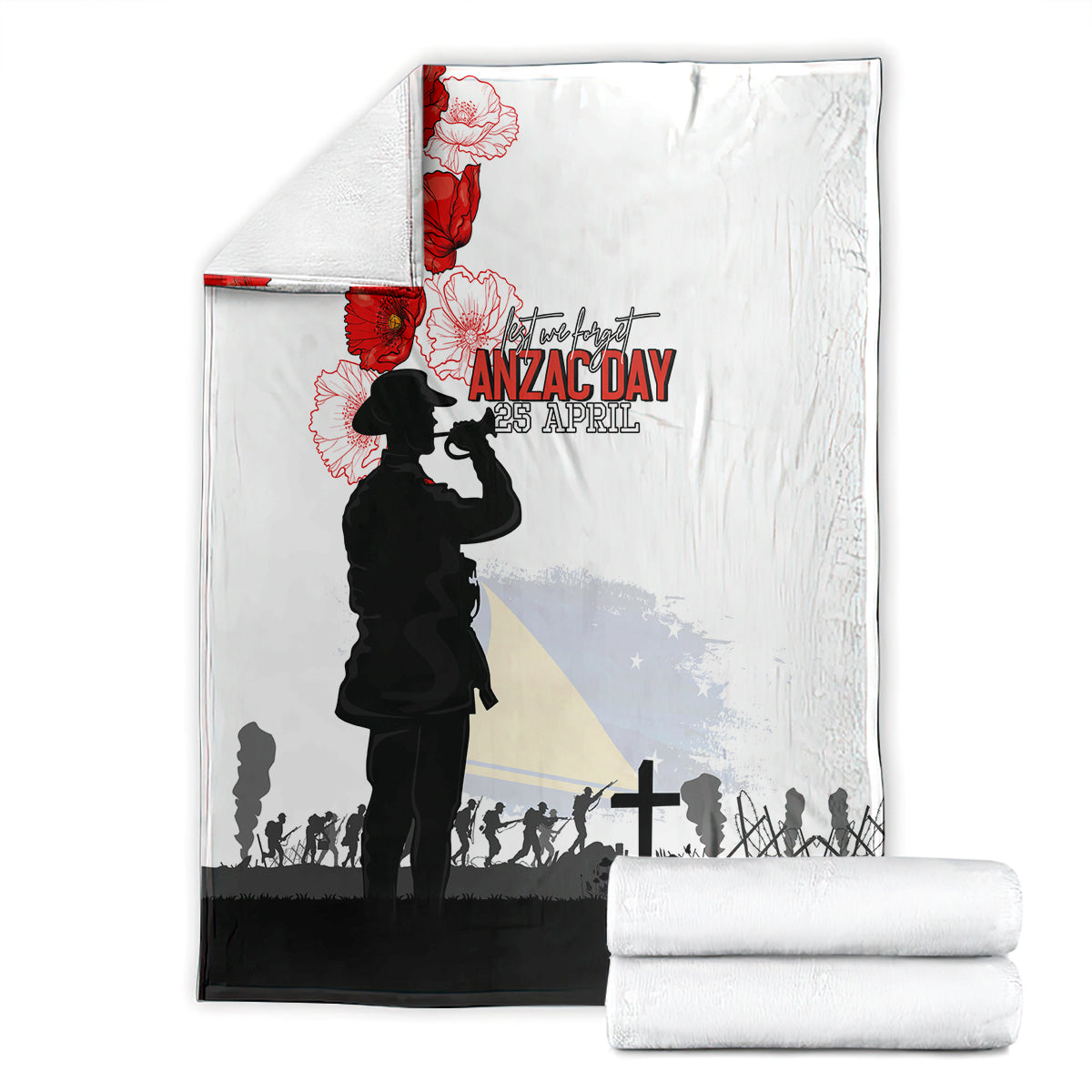 Tokelau ANZAC Day Blanket Lest We Forget Red Poppy Flowers and Soldier LT03 - Polynesian Pride