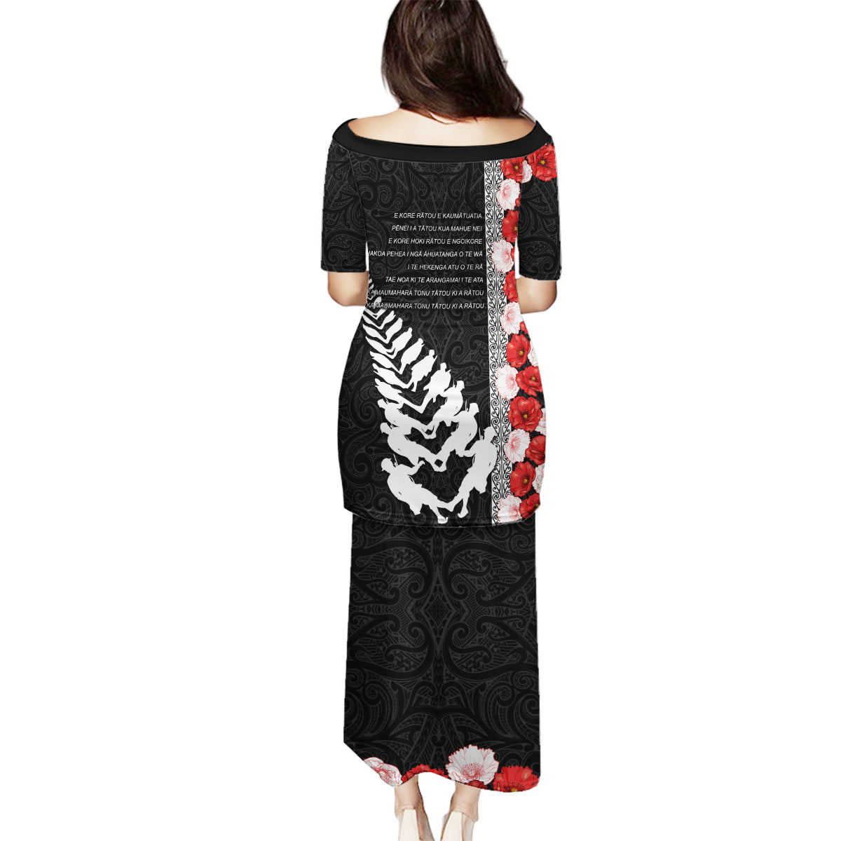 New Zealand ANZAC Day Family Matching Puletasi and Hawaiian Shirt Soldier Silver Fern with Red Poppies Flower Maori Style LT03 - Polynesian Pride