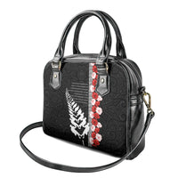 New Zealand ANZAC Day Shoulder Handbag Soldier Silver Fern with Red Poppies Flower Maori Style LT03 - Polynesian Pride