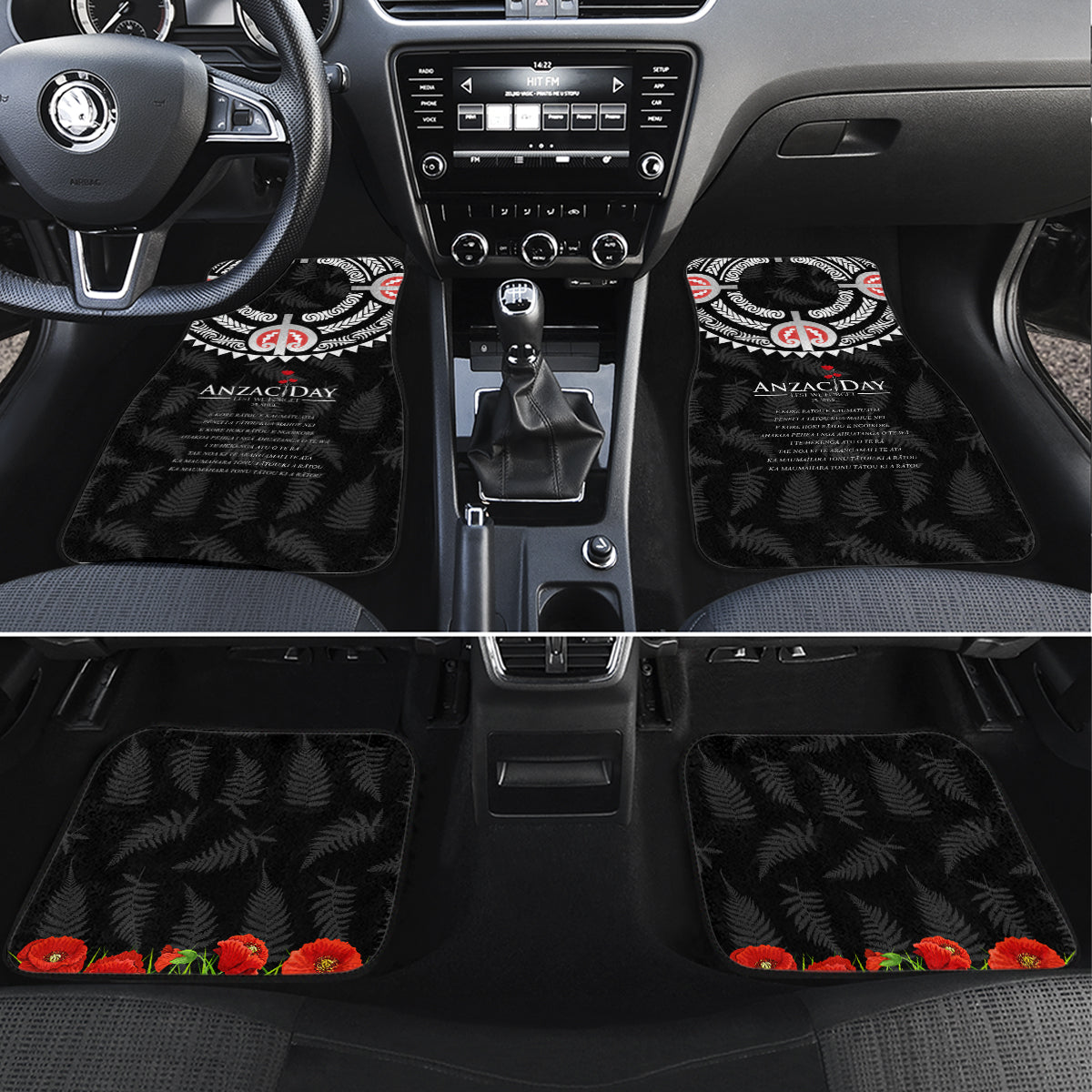 New Zealand ANZAC Day Car Mats Lest We Forget Haka Dance Respect LT03 Set 4pcs Black - Polynesian Pride