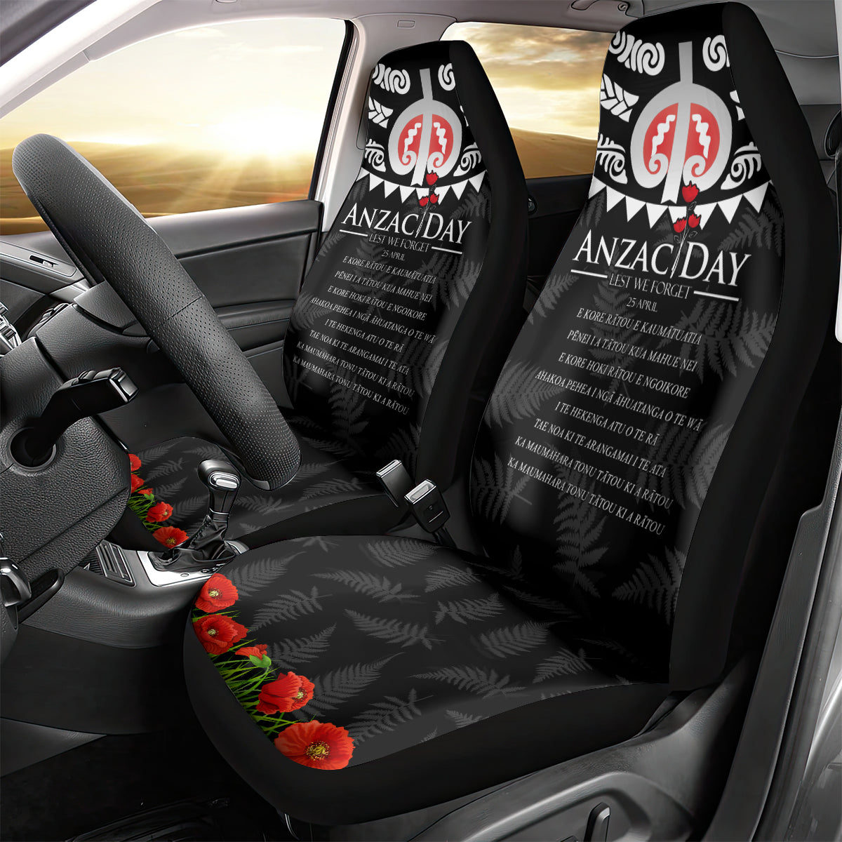 New Zealand ANZAC Day Car Seat Cover Lest We Forget Haka Dance Respect LT03 - Polynesian Pride