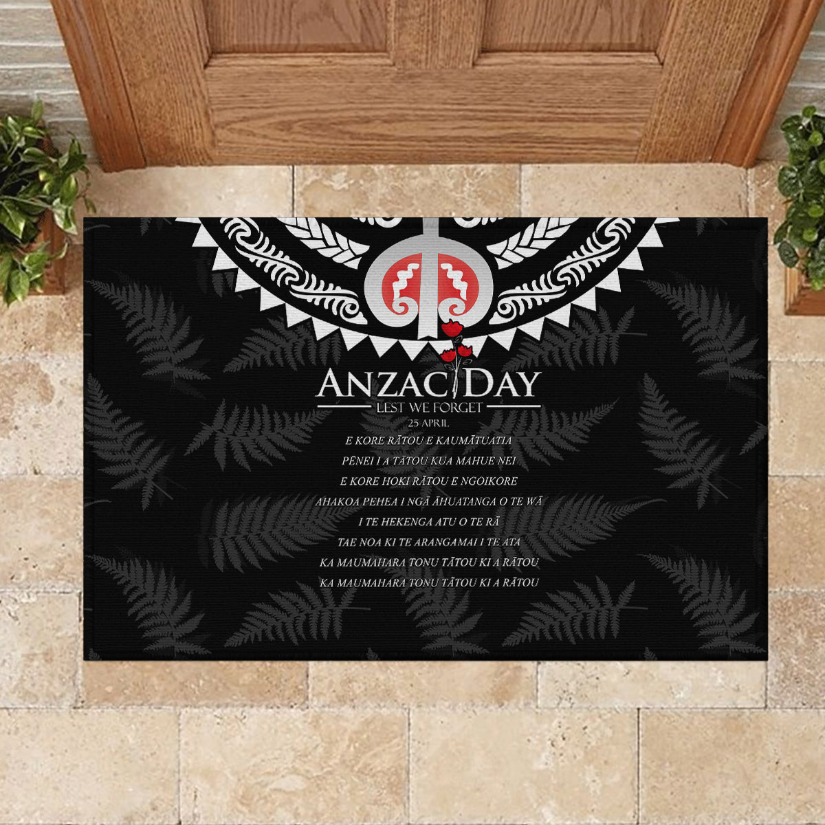 New Zealand ANZAC Day Rubber Doormat Lest We Forget Haka Dance Respect LT03 - Polynesian Pride