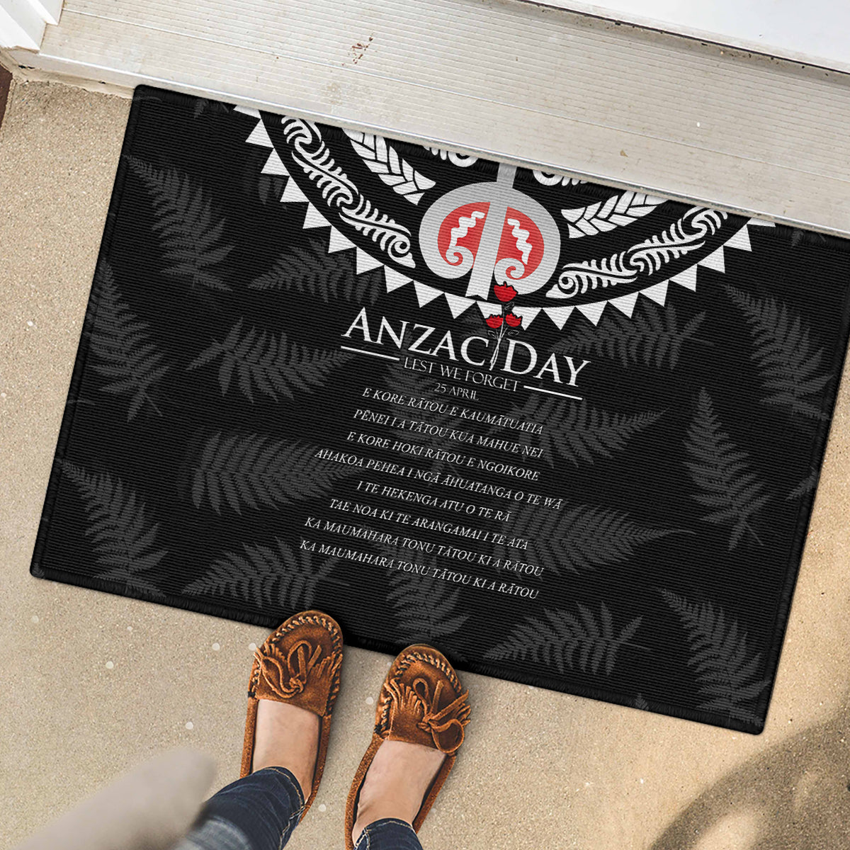 New Zealand ANZAC Day Rubber Doormat Lest We Forget Haka Dance Respect LT03 - Polynesian Pride