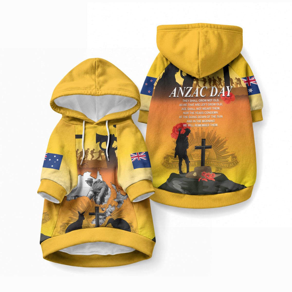New Zealand and Australia ANZAC Day Pet Hoodie