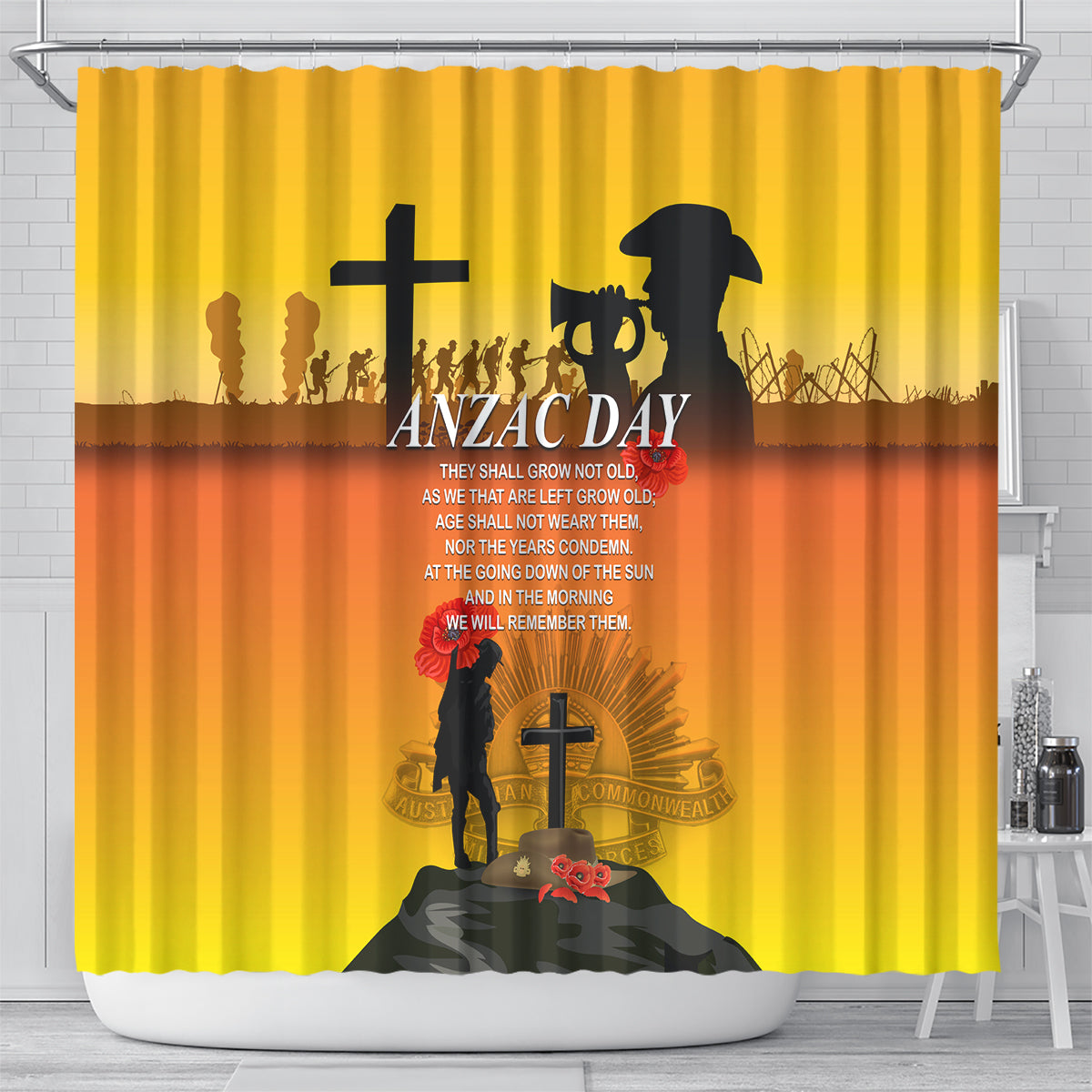 New Zealand and Australia ANZAC Day Shower Curtain Gallipoli Lest We Forget LT03 - Polynesian Pride