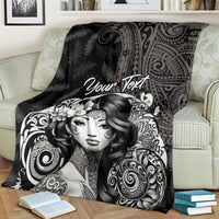 Custom New Zealand Women's Day Blanket Maori Tribal Girl and Silver Fern Pattern