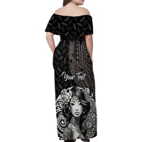 Custom New Zealand Women's Day Family Matching Off Shoulder Maxi Dress and Hawaiian Shirt Maori Tribal Girl and Silver Fern Pattern LT03 - Polynesian Pride