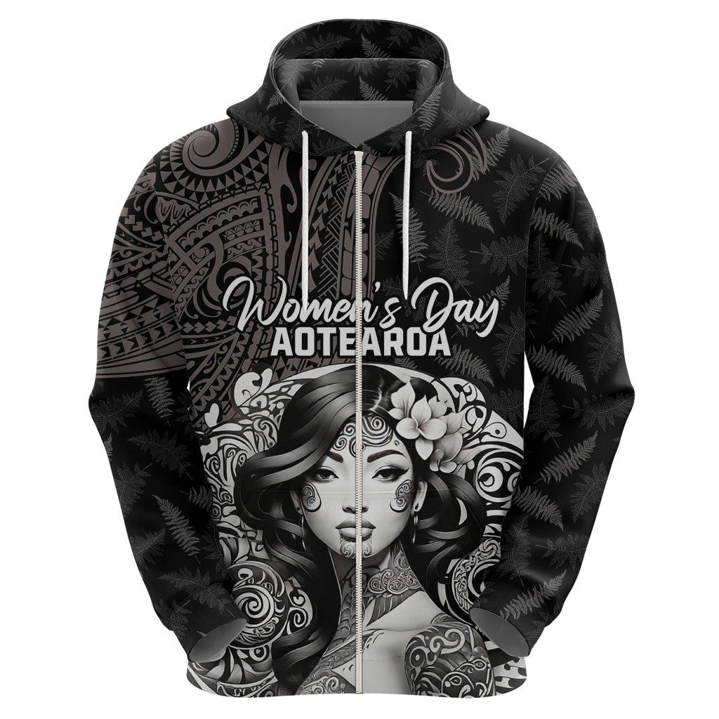 Custom New Zealand Women's Day Hoodie Maori Tribal Girl and Silver Fern Pattern LT03 - Polynesian Pride
