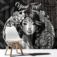 Custom New Zealand Women's Day Window Curtain Maori Tribal Girl and Silver Fern Pattern LT03 - Polynesian Pride