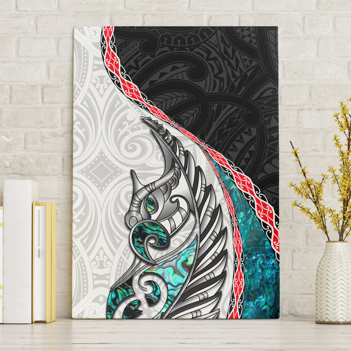 New Zealand Canvas Wall Art Manaia Fern and Koru Maori Pattern