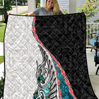 New Zealand Quilt Manaia Fern and Koru Maori Pattern LT03 Black - Polynesian Pride