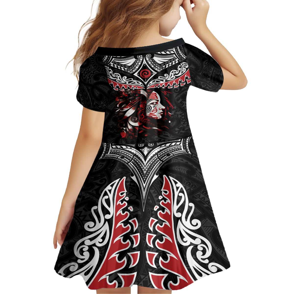 New Zealand Maori Girl Family Matching Tank Maxi Dress and Hawaiian Shirt Silver Fern and Koru Pattern LT03 - Polynesian Pride