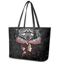 New Zealand Maori Girl Leather Tote Bag - Silver Fern and Koru Pattern LT03 - Polynesian Pride