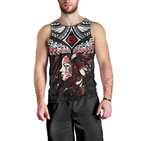 New Zealand Maori Girl Men Tank Top Silver Fern and Koru Pattern LT03 - Polynesian Pride