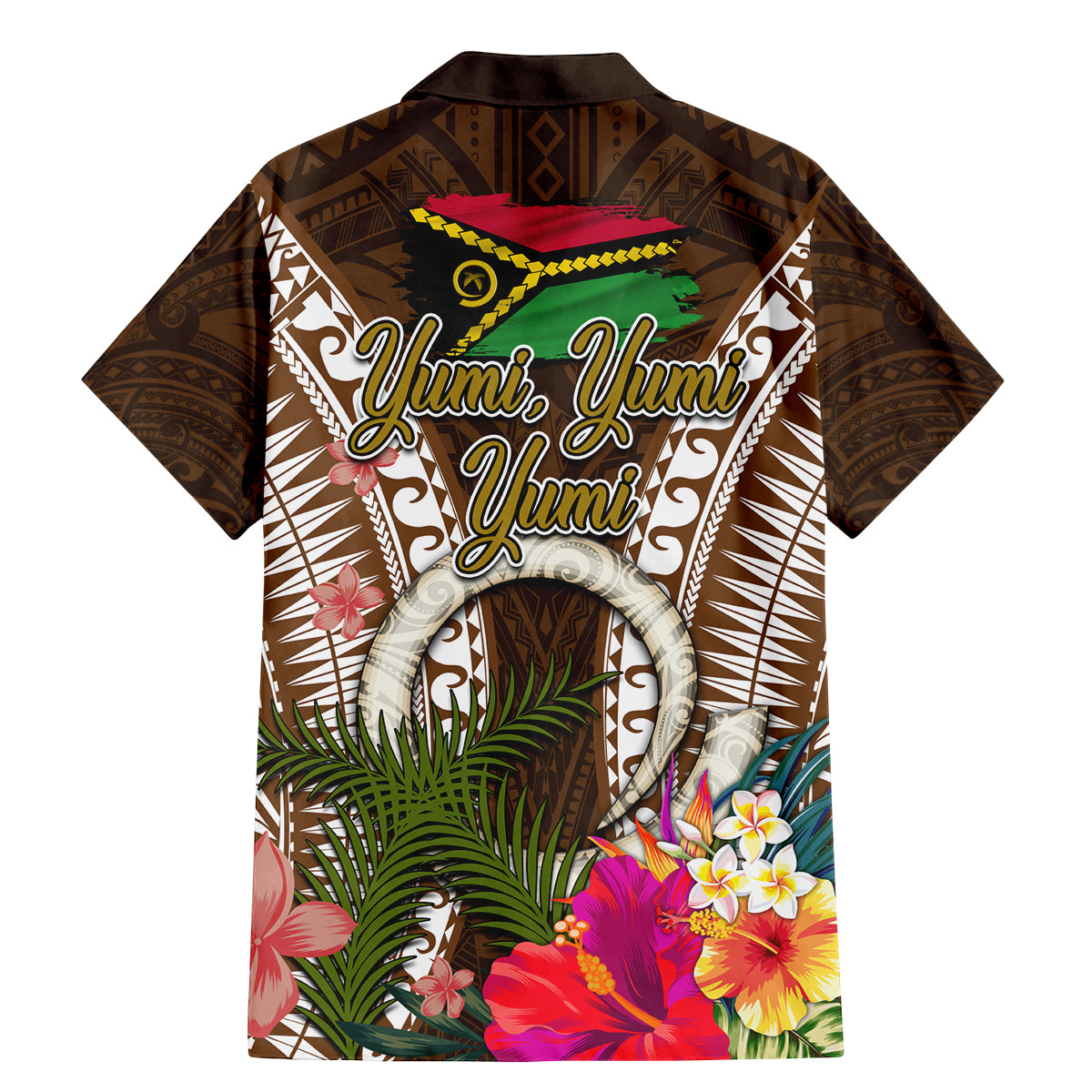 Vanuatu Selebretem 44th Indipendens Dei Family Matching Mermaid Dress and Hawaiian Shirt Yumi Pig Tusk and Namele Fern LT03 - Polynesian Pride