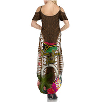 Vanuatu Selebretem 44th Indipendens Dei Family Matching Summer Maxi Dress and Hawaiian Shirt Yumi Pig Tusk and Namele Fern LT03 - Polynesian Pride