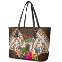 Vanuatu Selebretem 44th Indipendens Dei Leather Tote Bag Yumi Pig Tusk and Namele Fern LT03 - Polynesian Pride