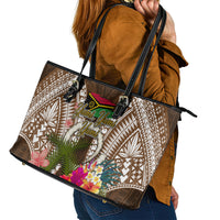 Vanuatu Selebretem 44th Indipendens Dei Leather Tote Bag Yumi Pig Tusk and Namele Fern LT03 - Polynesian Pride