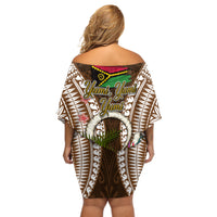 Vanuatu Selebretem 44th Indipendens Dei Off Shoulder Short Dress Yumi Pig Tusk and Namele Fern