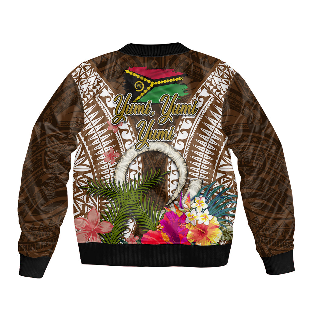 Vanuatu Selebretem 44th Indipendens Dei Sleeve Zip Bomber Jacket Yumi Pig Tusk and Namele Fern