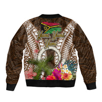 Vanuatu Selebretem 44th Indipendens Dei Sleeve Zip Bomber Jacket Yumi Pig Tusk and Namele Fern