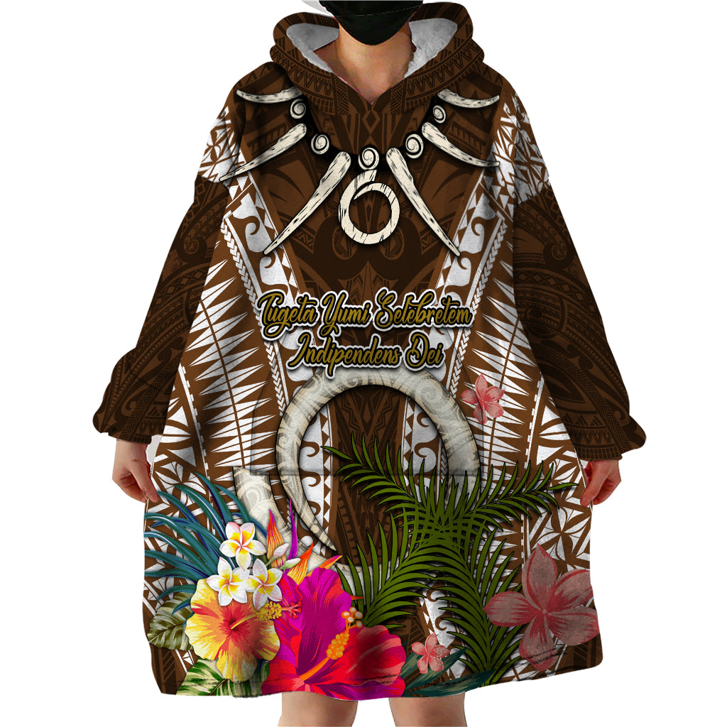 Vanuatu Selebretem 44th Indipendens Dei Wearable Blanket Hoodie Yumi Pig Tusk and Namele Fern LT03 - Polynesian Pride