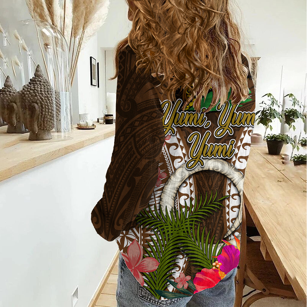 Vanuatu Selebretem 44th Indipendens Dei Women Casual Shirt Yumi Pig Tusk and Namele Fern LT03 - Polynesian Pride
