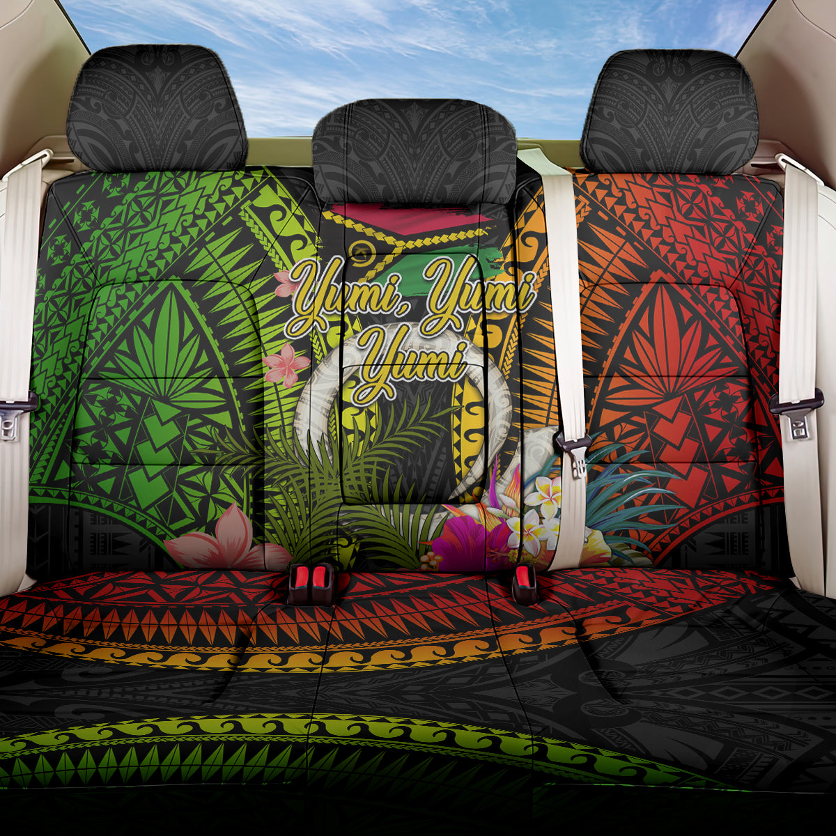 Vanuatu Independence Day Back Car Seat Cover Tugeta Yumi Selebretem Indipendens Dei LT03