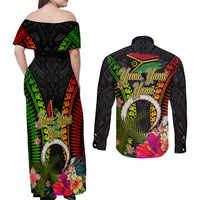 Vanuatu Independence Day Couples Matching Off Shoulder Maxi Dress and Long Sleeve Button Shirt Tugeta Yumi Selebretem Indipendens Dei LT03 - Polynesian Pride
