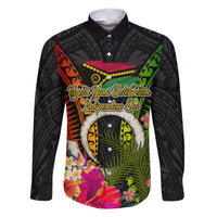 Vanuatu Independence Day Family Matching Short Sleeve Bodycon Dress and Hawaiian Shirt Tugeta Yumi Selebretem Indipendens Dei LT03 Dad's Shirt - Long Sleeve Black - Polynesian Pride