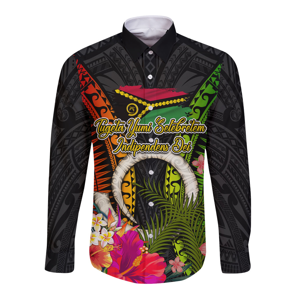 Vanuatu Independence Day Long Sleeve Button Shirt Tugeta Yumi Selebretem Indipendens Dei