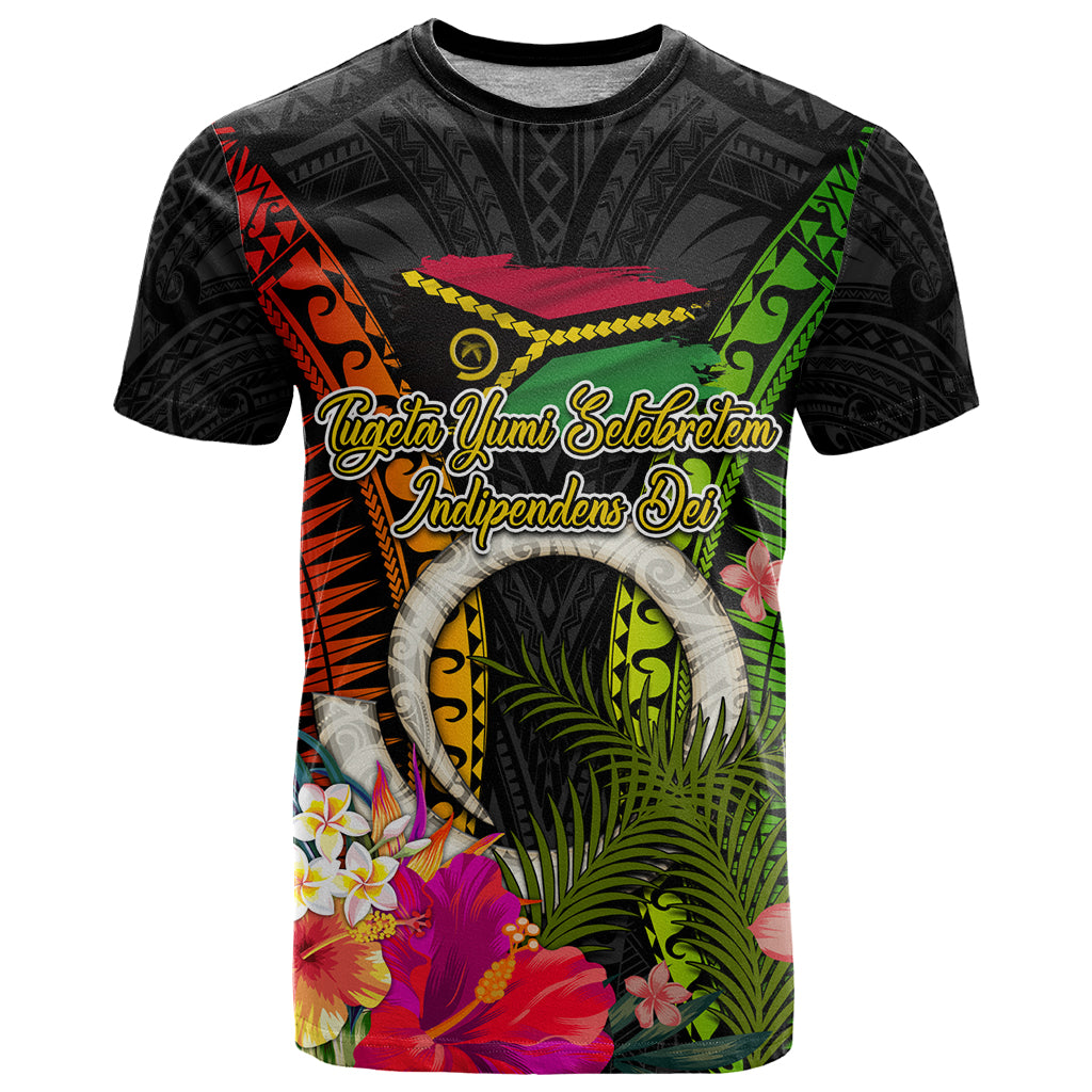 Vanuatu Independence Day T Shirt Tugeta Yumi Selebretem Indipendens Dei LT03 Black - Polynesian Pride