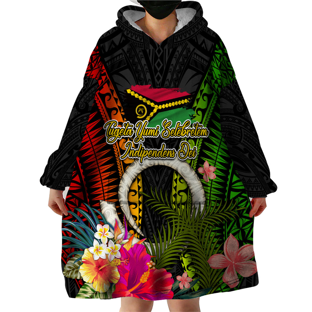 Vanuatu Independence Day Wearable Blanket Hoodie Tugeta Yumi Selebretem Indipendens Dei LT03 - Polynesian Pride