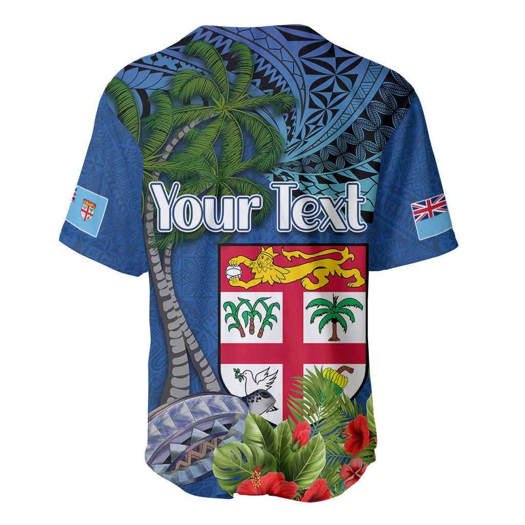 Personalised Fiji Independence Day Baseball Jersey Fijian Coat of Arms Palm and Hibiscus Tapa Pattern LT03 - Polynesian Pride
