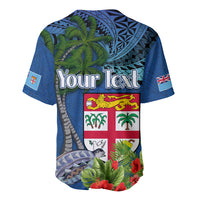 Personalised Fiji Independence Day Baseball Jersey Fijian Coat of Arms Palm and Hibiscus Tapa Pattern LT03 - Polynesian Pride